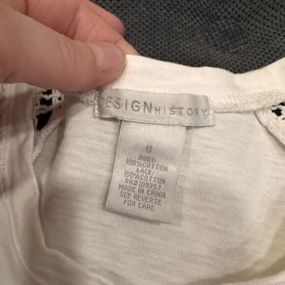 Design History Lace Embroidered White Peasant T Shirt Cottage Core Small cotton - Picture 3 of 8